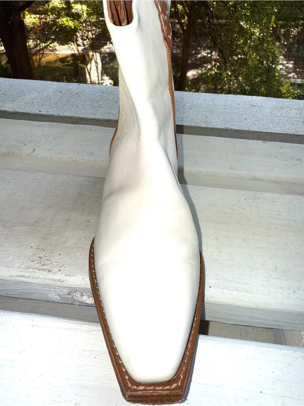 We The Free Free People Wesley Ankle Boots White Leather Western Cowboy 37 US 7